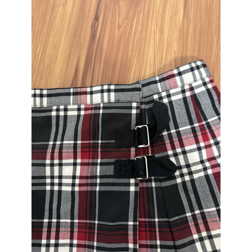 Y2K Red Black Plaid Mini Skirt Black Lace Trim Goth Grunge Punk Academia 5/6 - Picture 2 of 5